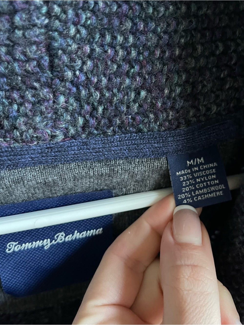 Tommy Bahamas Lambswool Button Down Sweater Mens Size M Blue Cable Knit Academia - Picture 2 of 8